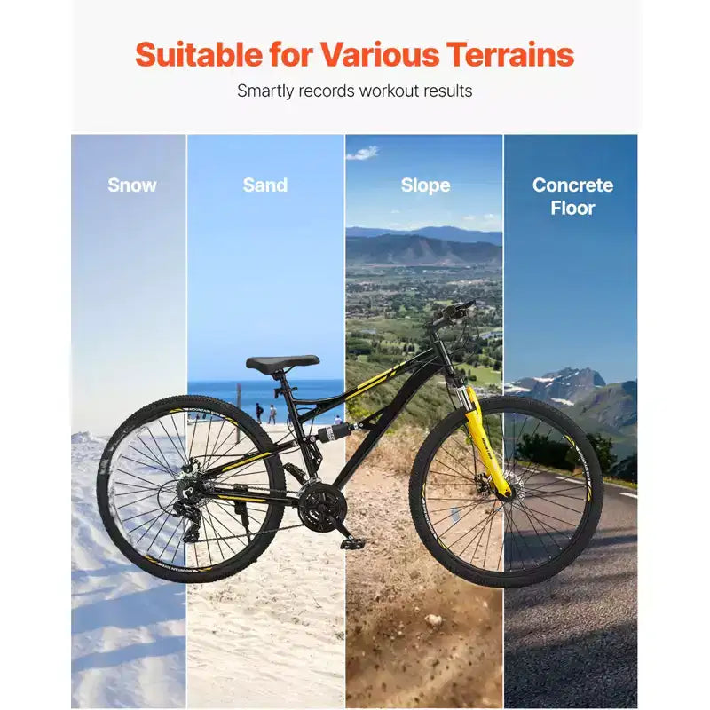 Bicicleta de montaña VEVOR, bicicleta MTB de 29 pulgadas con suspensión doble completa, cambio giratorio de 24 velocidades, frenos de disco dobles, cuadro de aleación de aluminio, negra y amarilla