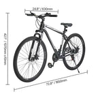 VEVOR Bicicleta de montaña, MTB de 29 pulgadas con suspensión delantera, cambio SHIMANO de 21 velocidades, frenos de disco dobles, cuadro de aleación de aluminio, negro