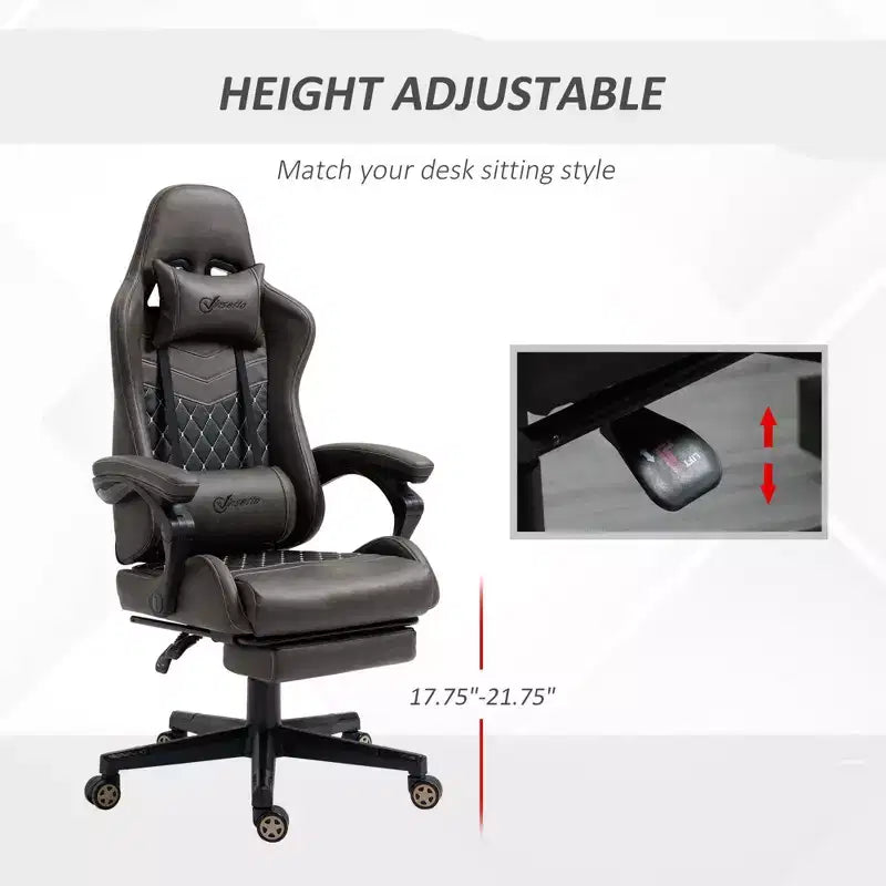 Silla de juego Okak con respaldo alto y reposacabezas, silla de ordenador con soporte lumbar y reposapiés, silla de oficina para estudio y sala de lectura