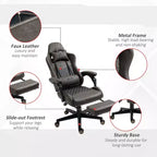 Silla de juego Okak con respaldo alto y reposacabezas, silla de ordenador con soporte lumbar y reposapiés, silla de oficina para estudio y sala de lectura