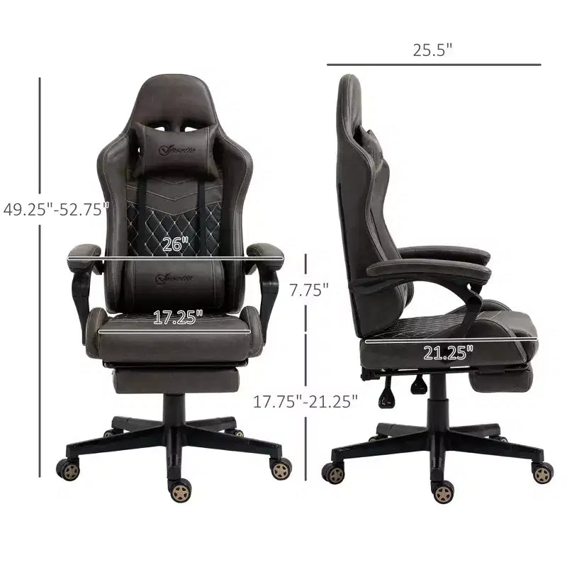 Silla de juego Okak con respaldo alto y reposacabezas, silla de ordenador con soporte lumbar y reposapiés, silla de oficina para estudio y sala de lectura