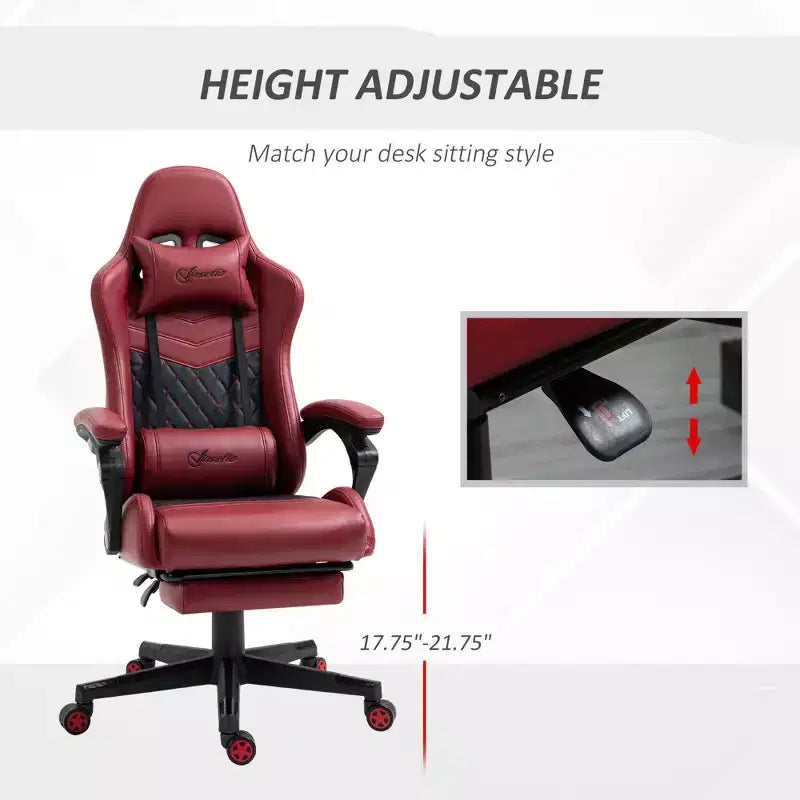 Silla de juego Okak con respaldo alto y reposacabezas, silla de ordenador con soporte lumbar y reposapiés, silla de oficina para estudio y sala de lectura