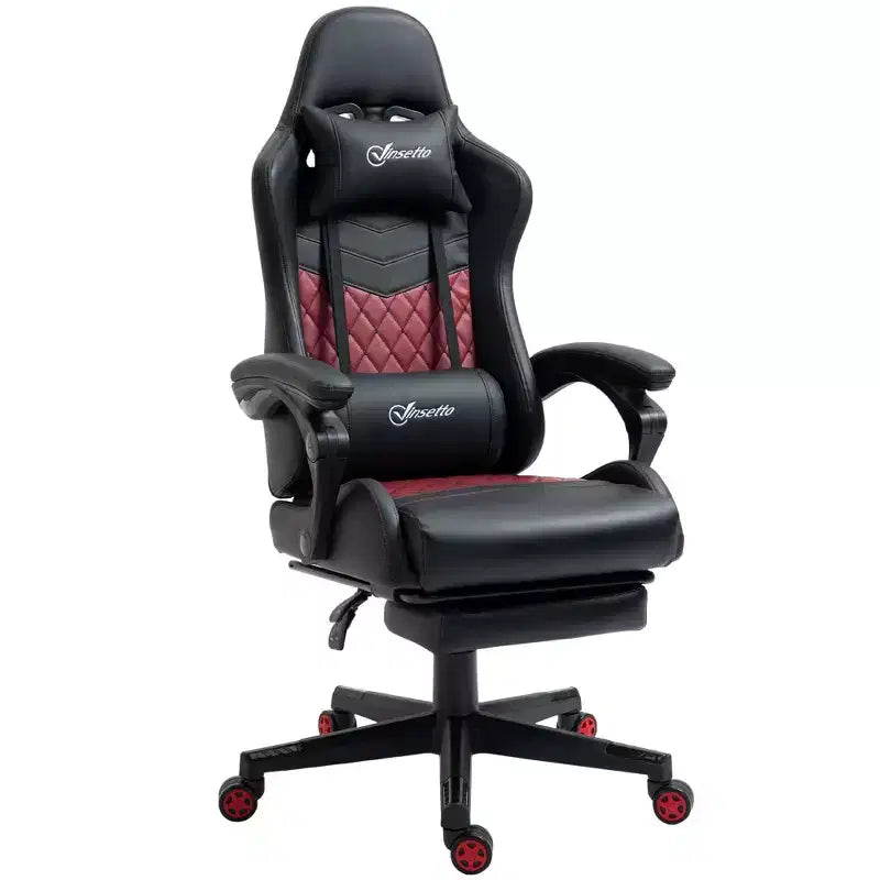 Silla de juego Okak con respaldo alto y reposacabezas, silla de ordenador con soporte lumbar y reposapiés, silla de oficina para estudio y sala de lectura