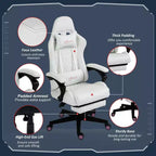 Silla de juego Okak con respaldo alto y reposacabezas, silla de ordenador con soporte lumbar y reposapiés, silla de oficina para estudio y sala de lectura