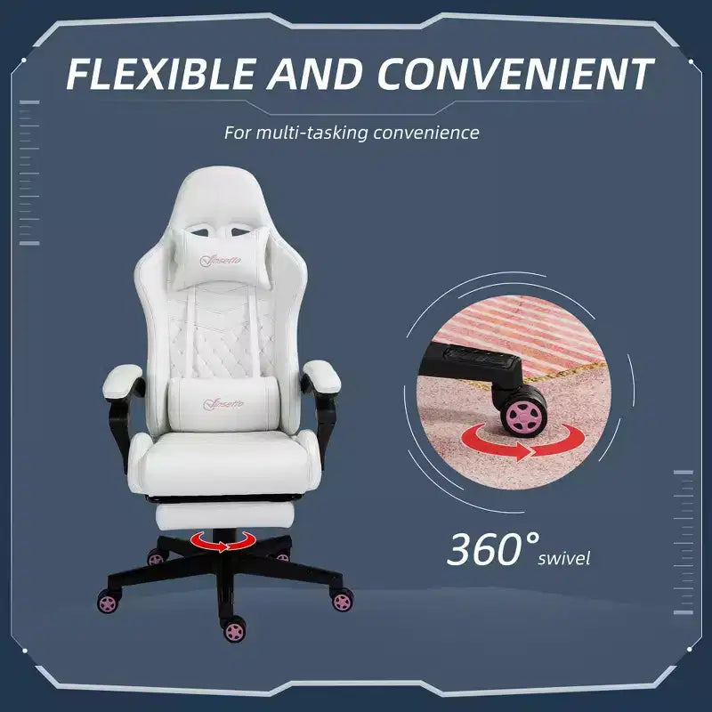 Silla de juego Okak con respaldo alto y reposacabezas, silla de ordenador con soporte lumbar y reposapiés, silla de oficina para estudio y sala de lectura