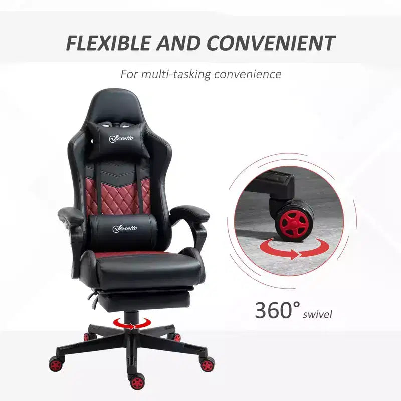 Silla de juego Okak con respaldo alto y reposacabezas, silla de ordenador con soporte lumbar y reposapiés, silla de oficina para estudio y sala de lectura
