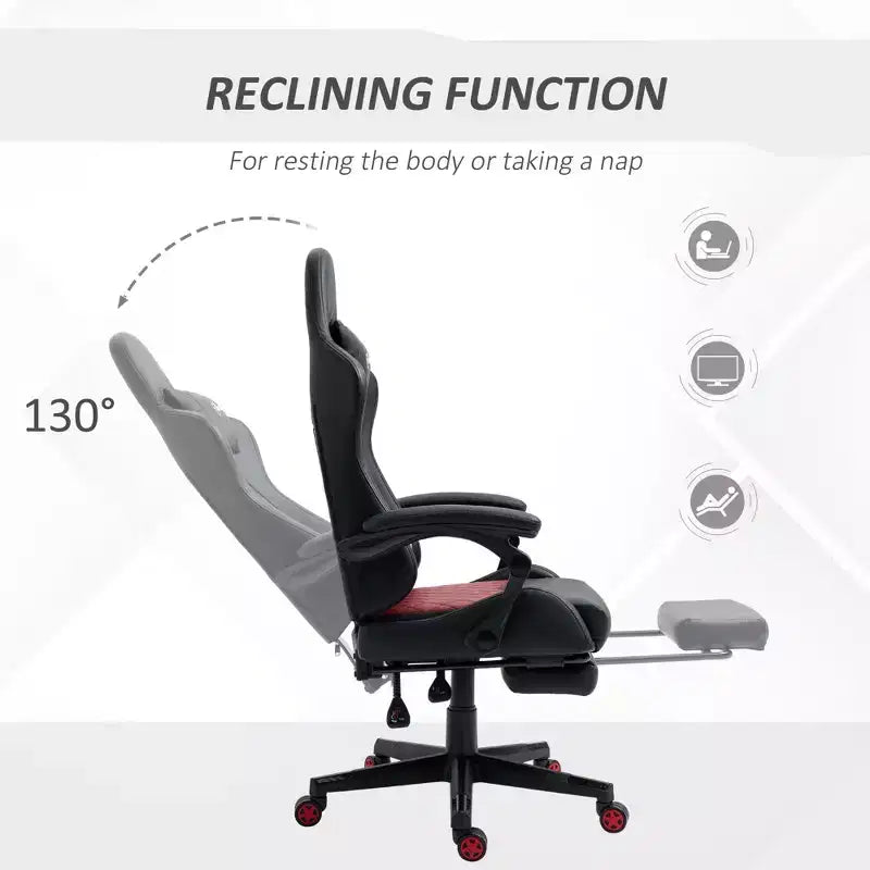 Silla de juego Okak con respaldo alto y reposacabezas, silla de ordenador con soporte lumbar y reposapiés, silla de oficina para estudio y sala de lectura