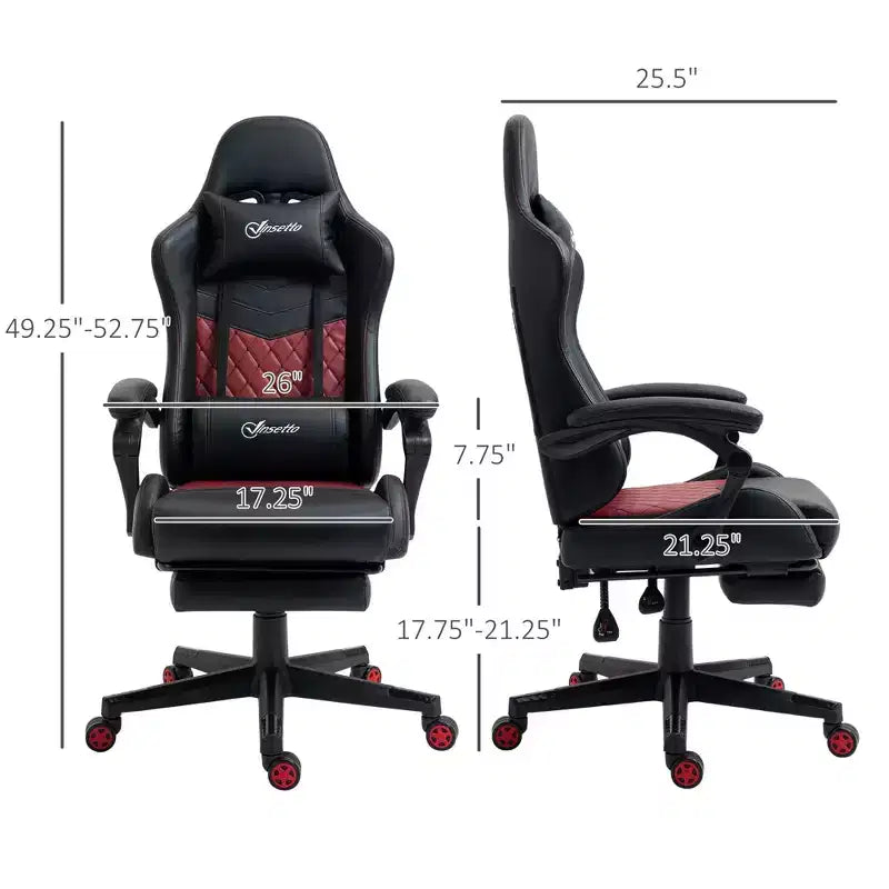 Silla de juego Okak con respaldo alto y reposacabezas, silla de ordenador con soporte lumbar y reposapiés, silla de oficina para estudio y sala de lectura