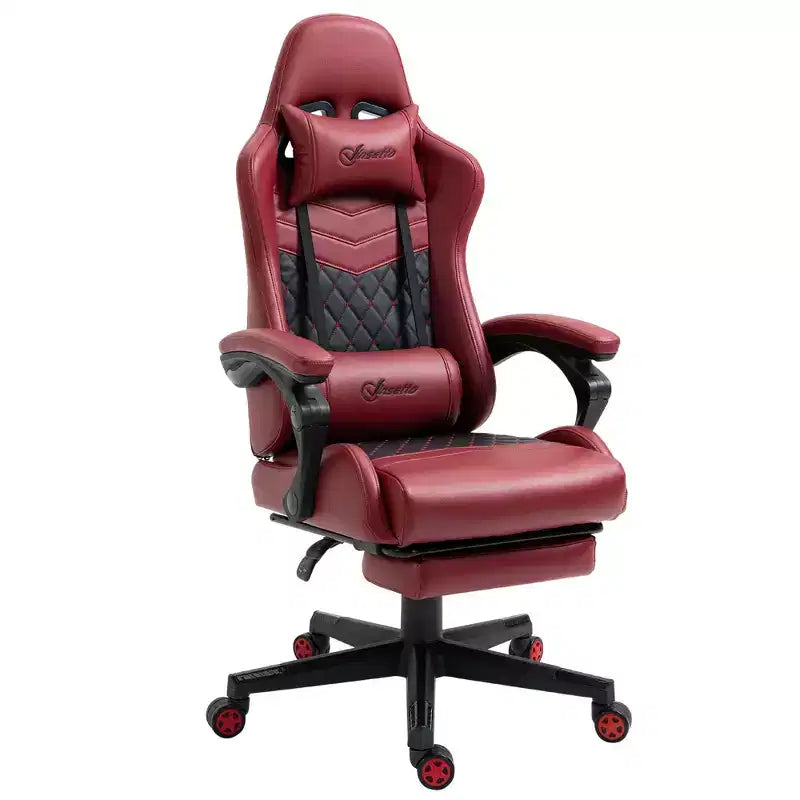 Silla de juego Okak con respaldo alto y reposacabezas, silla de ordenador con soporte lumbar y reposapiés, silla de oficina para estudio y sala de lectura
