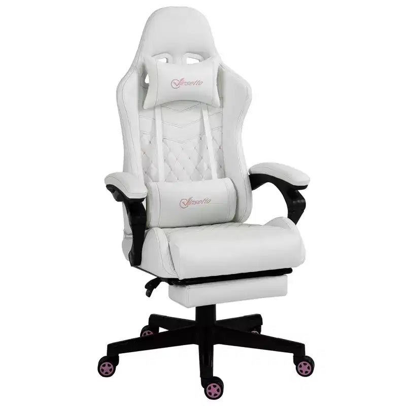 Silla de juego Okak con respaldo alto y reposacabezas, silla de ordenador con soporte lumbar y reposapiés, silla de oficina para estudio y sala de lectura