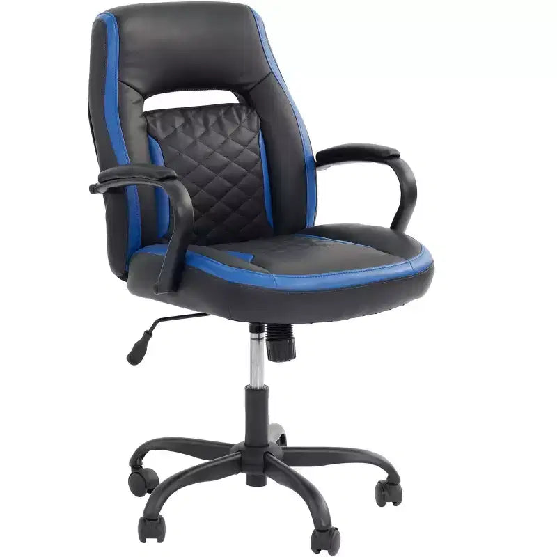 Silla de juego Okak con reposabrazos, silla criss cross con ruedas, silla de ordenador tapizada para estudio, oficina, sala de juegos