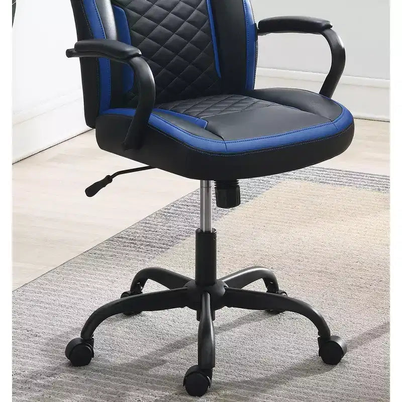 Silla de juego Okak con reposabrazos, silla criss cross con ruedas, silla de ordenador tapizada para estudio, oficina, sala de juegos