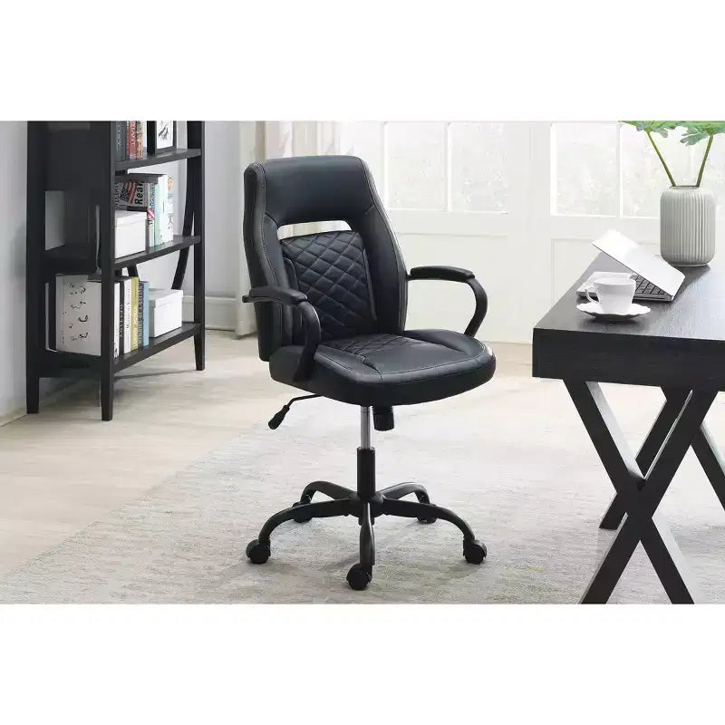 Silla de juego Okak con reposabrazos, silla criss cross con ruedas, silla de ordenador tapizada para estudio, oficina, sala de juegos
