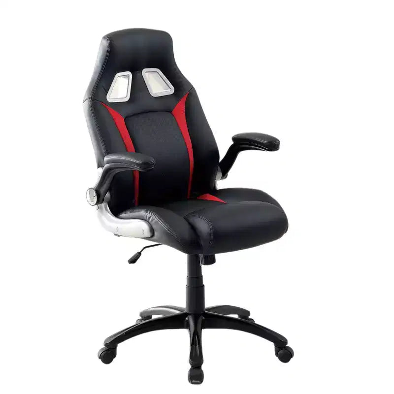 Silla de oficina tapizada moderna Okak, silla de ordenador con reposabrazos plegable y altura ajustable, silla cómoda para sala de juegos, estudio, negro