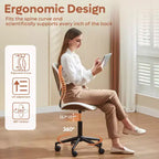 Silla de escritorio de oficina ergonómica sin brazos Bestier Bentwood, cómoda silla de mesa con soporte lumbar, silla de tareas de cuero PU ajustable en altura con ruedas