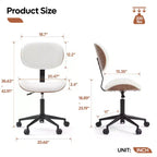 Silla de escritorio de oficina ergonómica sin brazos Bestier Bentwood, cómoda silla de mesa con soporte lumbar, silla de tareas de cuero PU ajustable en altura con ruedas