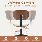Silla de escritorio de oficina ergonómica sin brazos Bestier Bentwood, cómoda silla de mesa con soporte lumbar, silla de tareas de cuero PU ajustable en altura con ruedas