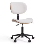 Silla de escritorio de oficina ergonómica sin brazos Bestier Bentwood, cómoda silla de mesa con soporte lumbar, silla de tareas de cuero PU ajustable en altura con ruedas