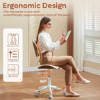 Silla de escritorio de oficina ergonómica sin brazos Bestier Bentwood, cómoda silla de mesa con soporte lumbar, silla de tareas de cuero PU ajustable en altura con ruedas