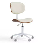 Silla de escritorio de oficina ergonómica sin brazos Bestier Bentwood, cómoda silla de mesa con soporte lumbar, silla de tareas de cuero PU ajustable en altura con ruedas