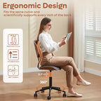 Silla de escritorio de oficina ergonómica sin brazos Bestier Bentwood, cómoda silla de mesa con soporte lumbar, silla de tareas de cuero PU ajustable en altura con ruedas
