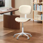 Silla de escritorio de oficina ergonómica sin brazos Bestier Bentwood, cómoda silla de mesa con soporte lumbar, silla de tareas de cuero PU ajustable en altura con ruedas