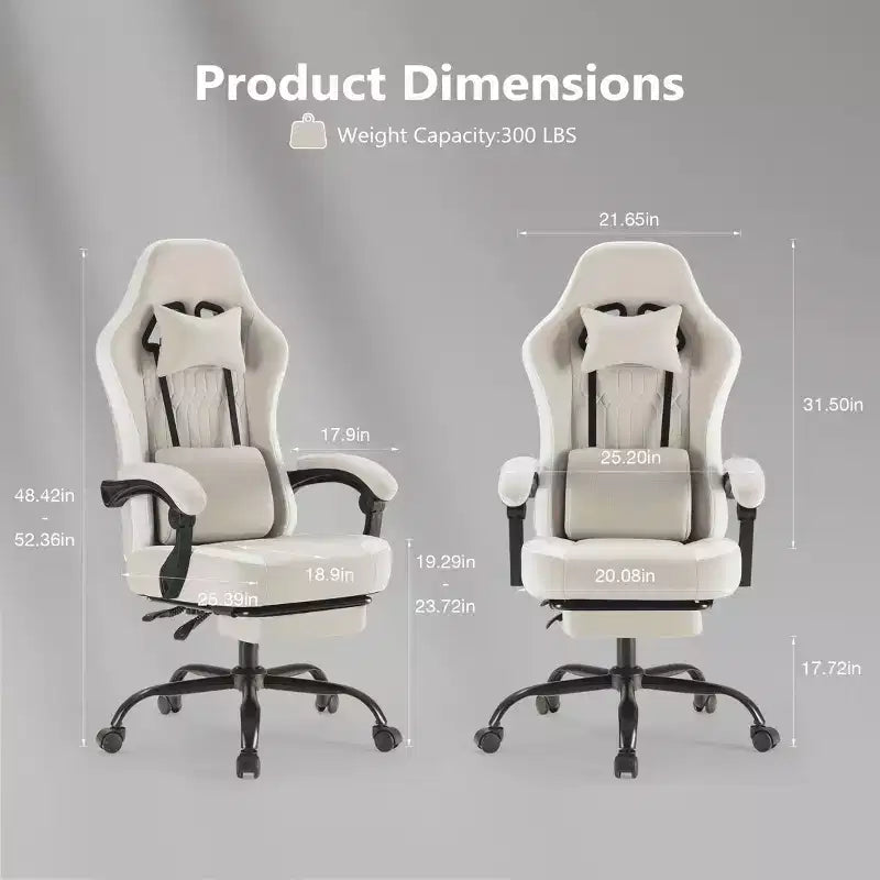 Silla de Gaming para Ordenador MAYEERTY con Soporte Lumbar Altura Ajustable Ruedas Giratorias 360 Apoyabrazos y Reposacabezas Incluidos