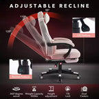 Sillón reclinable rosa cerezo con reposapiés, silla ergonómica para ordenador con soporte lumbar y reposacabezas, base giratoria 360° y sillas ejecutivas ajustables en altura.