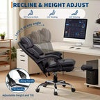 Sillón ejecutivo de oficina con respaldo altoCAsiento de oficina de cuero sintético negro con reposapiés, giratorio 360° y soporte ergonómicoCSilla cómoda para computadora/juegos en el hogar