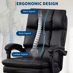 Sillón ejecutivo de oficina con respaldo altoCAsiento de oficina de cuero sintético negro con reposapiés, giratorio 360° y soporte ergonómicoCSilla cómoda para computadora/juegos en el hogar