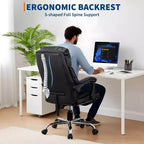 Sillón ejecutivo de oficina con respaldo altoCAsiento de oficina de cuero sintético negro con reposapiés, giratorio 360° y soporte ergonómicoCSilla cómoda para computadora/juegos en el hogar