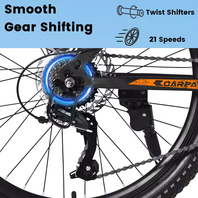 Zeus & Ruta Bicicleta de Montaña de 26 pulgadas con 21 Velocidades, Doble Suspensión, Cuadro de Acero de Alto Carbono para Adultos y Adolescentes