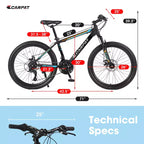 Zeus & Ruta Bicicleta de Montaña de 26 pulgadas con 21 Velocidades, Doble Suspensión, Cuadro de Acero de Alto Carbono para Adultos y Adolescentes