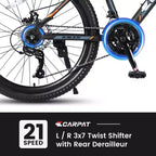 Bicicleta de montaña Zeus y Ruta 24 con 21 velocidades, doble freno de disco, bicicleta con cuadro de acero duradero para niños y niñas