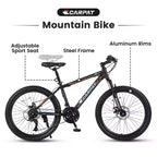 Bicicleta de montaña Zeus y Ruta 24 con 21 velocidades, doble freno de disco, bicicleta con cuadro de acero duradero para niños y niñas