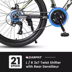Bicicleta de montaña Zeus y Ruta 24 con 21 velocidades, doble freno de disco, bicicleta con cuadro de acero duradero para niños y niñas