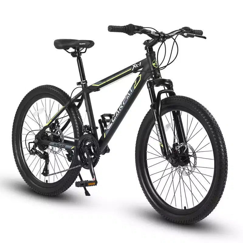 Bicicleta de montaña Zeus y Ruta 24 con 21 velocidades, doble freno de disco, bicicleta con cuadro de acero duradero para niños y niñas