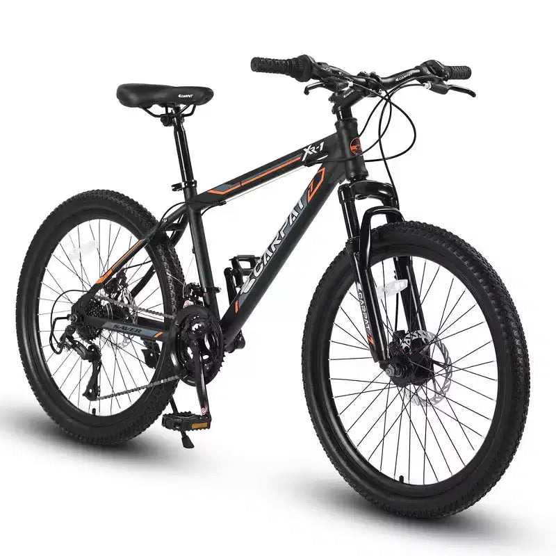 Bicicleta de montaña Zeus y Ruta 24 con 21 velocidades, doble freno de disco, bicicleta con cuadro de acero duradero para niños y niñas