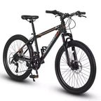 Bicicleta de montaña Zeus y Ruta 24 con 21 velocidades, doble freno de disco, bicicleta con cuadro de acero duradero para niños y niñas