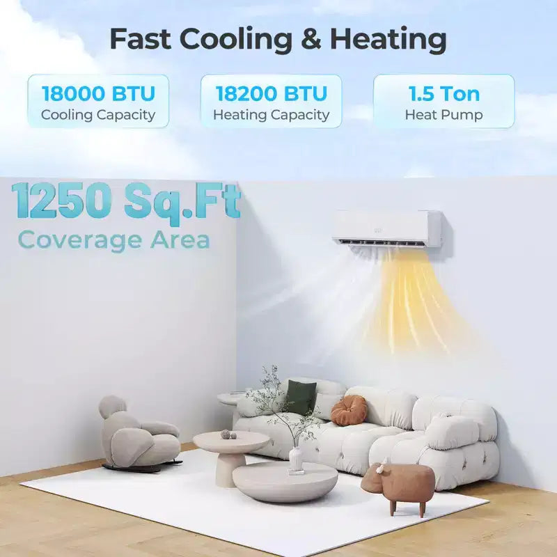 Aire acondicionado y calefactor tipo minisplit de 24000 BTU de Costway con kit de instalación de bomba de calor de 2 toneladas