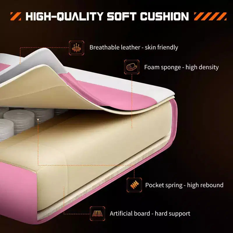 Silla de juegos MAYEERTY Silla de escritorio para videojuegos Ergonómica para computadora con reposapiés, soporte lumbar cómodo, reclinable de cuero PU con reposacabezas, reposabrazos fijos