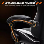 Silla de juegos MAYEERTY Silla de escritorio para videojuegos Ergonómica para computadora con reposapiés, soporte lumbar cómodo, reclinable de cuero PU con reposacabezas, reposabrazos fijos