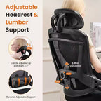 Silla ergonómica de oficina Okak con respaldo alto, soporte lumbar ajustable, silla para juegos con reposacabezas de malla, silla de ordenador para el hogar y la oficina