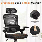 Silla ergonómica de oficina Okak con respaldo alto, soporte lumbar ajustable, silla para juegos con reposacabezas de malla, silla de ordenador para el hogar y la oficina