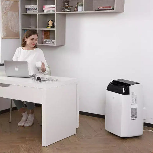 Acondicionador de aire portátil de 10000 BTU, aire acondicionado para el hogar con control remoto para habitaciones de hasta 450 pies cuadrados, funciones 3 en 1/temporizador de 24 horas/ruedas giratorias