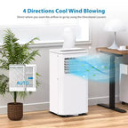 Acondicionador de aire portátil de 10000 BTU, aire acondicionado para el hogar con control remoto para habitaciones de hasta 450 pies cuadrados, funciones 3 en 1/temporizador de 24 horas/ruedas giratorias