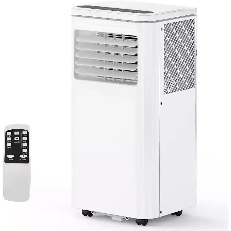 Acondicionador de aire portátil de 10000 BTU, aire acondicionado para el hogar con control remoto para habitaciones de hasta 450 pies cuadrados, funciones 3 en 1/temporizador de 24 horas/ruedas giratorias