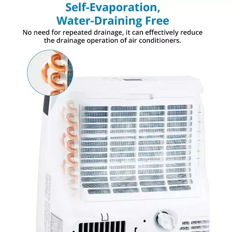 Acondicionador de aire portátil de 10000 BTU, aire acondicionado para el hogar con control remoto para habitaciones de hasta 450 pies cuadrados, funciones 3 en 1/temporizador de 24 horas/ruedas giratorias