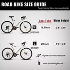 Bicicleta de carretera Whisen, cuadro ligero de aluminio, frenos de disco, 16 velocidades, aceleración rápida, apta para hombres y mujeres
