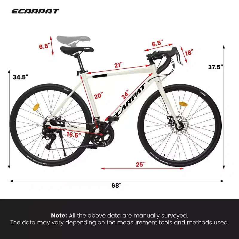 Bicicleta de carretera Whisen, cuadro ligero de aluminio, frenos de disco, 16 velocidades, aceleración rápida, apta para hombres y mujeres